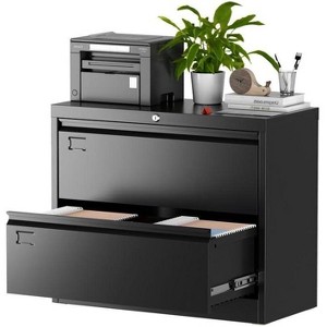 AOBABO 2 Drawer Wide Lateral File Cabinet with Lock, Suitable for Home Office School Hanging Files Letter/Legal/F4/A4 Size,Required-Assembly - 1 of 4