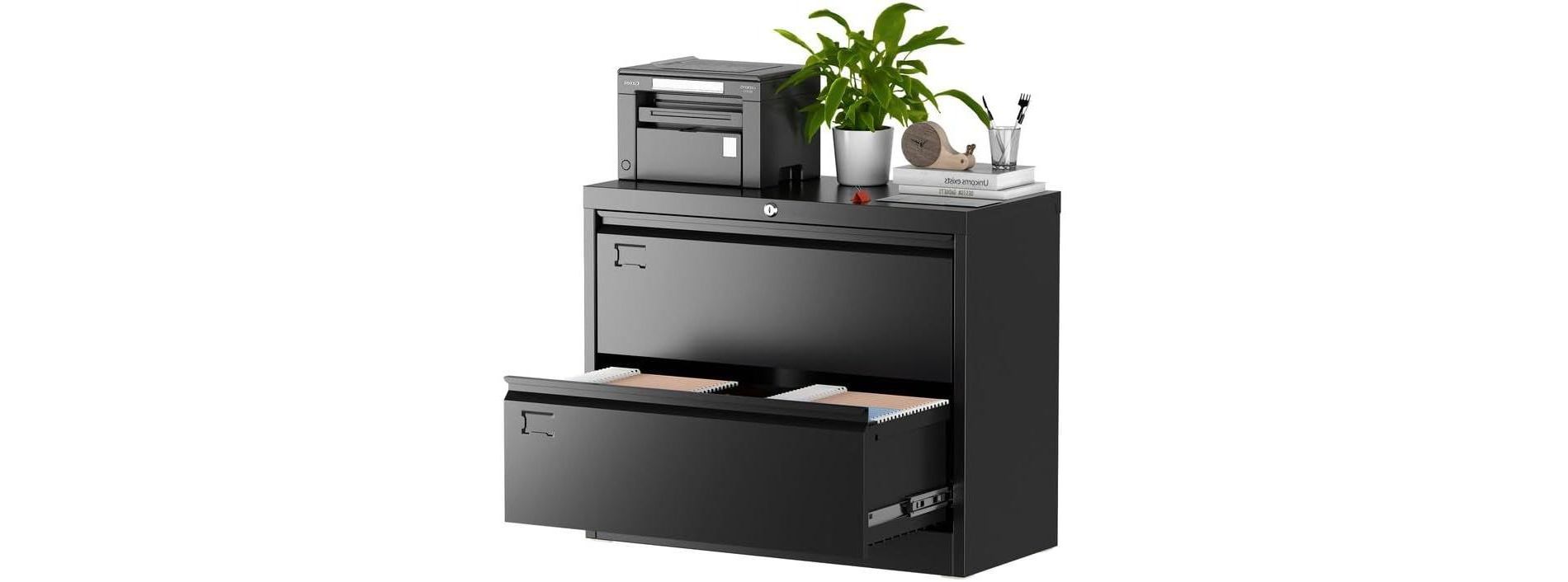 AOBABO 2 Drawer Wide Lateral File Cabinet with Lock, Suitable for Home Office School Hanging Files Letter/Legal/F4/A4 Size,Required-Assembly