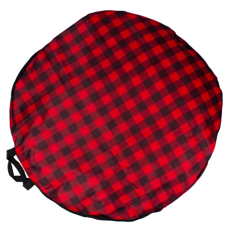 Northlight 30" Heavy Duty Red and Black Plaid Christmas Wreath Storage Bag with Handles, 4 of 5