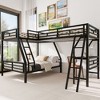 Twin over Full Metal Bunk Bed with Twin Size Loft Bed and Desk,Black - ModernLuxe - 3 of 4