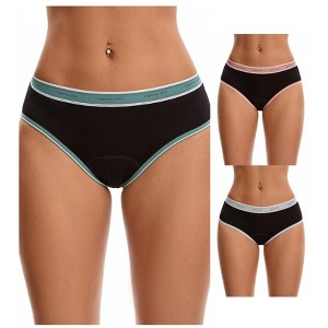 INSPIRE CHIC 3 Packs Women's Mid Rise Letter Print Contrast Binding Leak Proof Underpants - 1 of 4