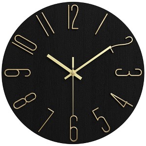 REGALWOVEN Plastic Classic Battery Powered Silent Non-Ticking Wall Clock 12 x 12 Inches - 1 of 4