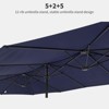 15Ft Double Canopy Patio Umbrella, Extra-Large Rectangular Sun Shade w/Handle, Market Umbrella for Garden, Backyard, Poolside, Outdoor Entertaining - 3 of 4