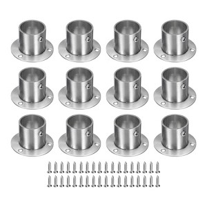 Unique Bargains Stainless Steel Corrosion Resistance Durability Cylindrical Design Closet Rod Brackets 12 Pcs - 1 of 4