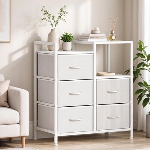 Filing Cabinets for Home Office, 5-Drawer Mobile Fabric File Organizer ...