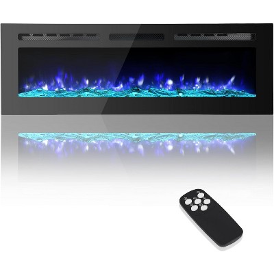 Electric Fireplace 72 Inch, Ultra-Thin Recessed and Wall Mounted Fireplace Heater, Linear Fire Place w/Thermostat, Remote & Touch Screen, Timer