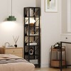 Narrow Bookshelf Tall Bookcase 6 Tier Storage Rack Rustic Corner Shelf Freestanding Industrial Display Stand for Bedroom, Living Room, Home Office - 2 of 4