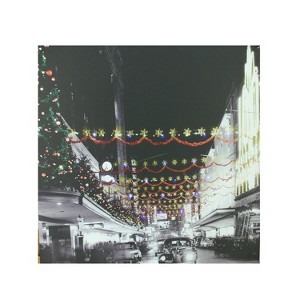 Northlight LED Lighted Christmas on Main Street in Pittsburgh Canvas Wall Art 19.75" x 19.75" - 1 of 2