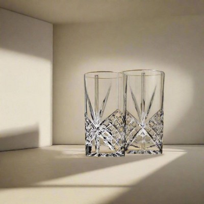 Dublin Crystal Cut Clear Highball Glass Set of Four