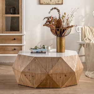 NicBex Modern 38.2" Octagonal Coffee Table with Three-Dimensional Embossed Designfor Living Room - 1 of 4
