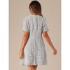 INSPIRE CHIC Women's Short Sleeve Plaid Tweed Zipper Button Casual Mini Dress - 4 of 4