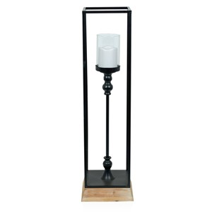 Alpine Corporation 33" LED Candle Lantern: Elegant Iron Design, Timer Function, Indoor/Outdoor Use - 1 of 4