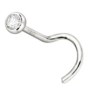 Jewelry Avalanche 22G 14K Gold Bezel-set Diamond Nose Screw Nose Stud - 1 of 4