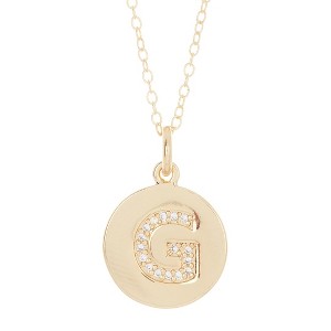 Adornia Tarnish Resistant 14k Gold Plated Initial Pave Disc Necklace - 1 of 3