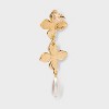 Dangle Flower with Teardrop Stone Earrings - Pearl: Zinc Alloy, Post Closure, Drop Style - 2 of 3