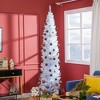 HOMCOM 8 FT Unlit Artificial Christmas Tree Slim Noble Fir with Realistic Branches and 618 Tips, White - 2 of 4