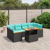 vidaXL 7 Piece Patio Sofa Set with Cushions Black Poly Rattan - Black without storage - 2 of 4