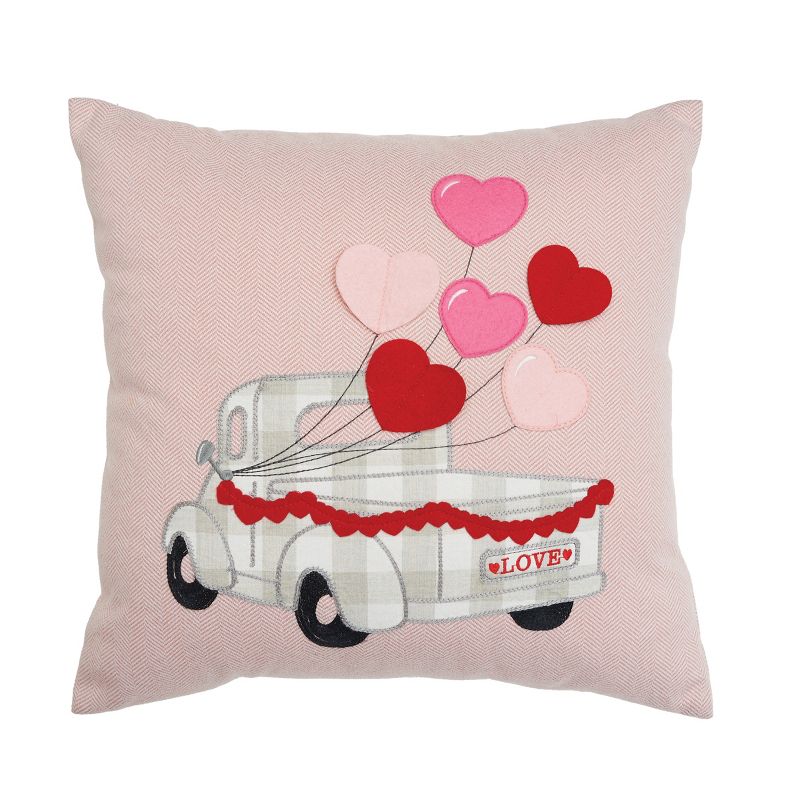 C&F Home Hearts Love Truck Valentine's Day Embroidered 18 X 18 Inch Throw Pillow Decorative Accent Covers For Couch And Bed, 1 of 5