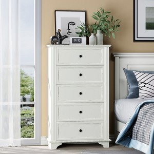 Karl Home 5-Drawer White MDF (Medium-Density Fiberboard) 28.74in. W Chest of Drawer - 1 of 4