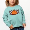 The Juniper Shop SmileyWorld Pumpkin Face Checkered Toddler Sweatshirt - 4T - Seafoam - 3 of 4