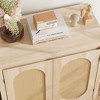 Coolmee Mid Century Sideboard Buffet - Retro Storage Cabinet with Rattan Doors & Adjustable Shelf, Accent Console for Living Room, Dining Room - 3 of 4