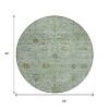 Artichoke Green And Gray Floral Washable Indoor Outdoor Area Rug - 3 of 4