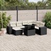 vidaXL 8 Piece Patio Sofa Set with Cushions Black Poly Rattan - Black and Cream - 2 of 4