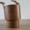 2-Piece Nesting Round Coffee Table Set,Modern Wooden Drum End Tables,Space Saving Accent Tables for Living Room Bedroom-Baofuwish - 3 of 4
