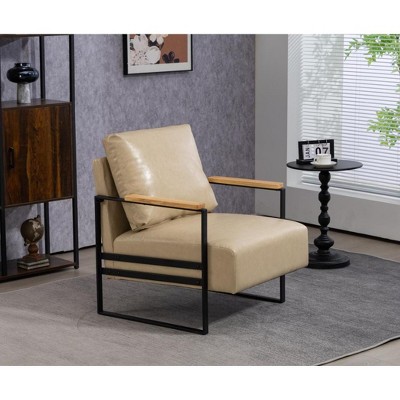 CIPACHO Leather Accent Chair Guest Chair for Living Room, Mid Century Armchair for Bedroom