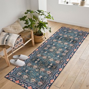 Acekool Area Rugs: Washable Non-Slip Boho Floral Carpet, Soft Low Pile Foldable Stain Resistant Rugs for Living Room, Bedroom, Home, Dining Room - 1 of 4