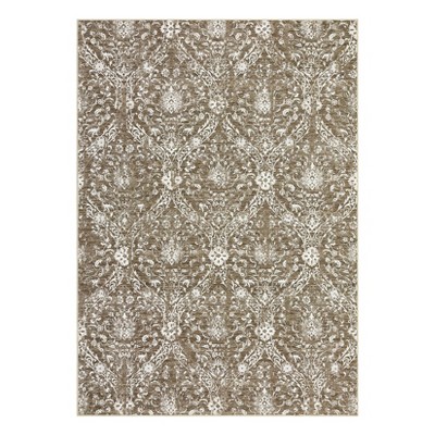 Machine Washable Area Rug Low Pile Vintage Printed Ultra-Thin Non Slip Rugs Stain Resistant Foldable Indoor Carpet for Living Room Bedroom