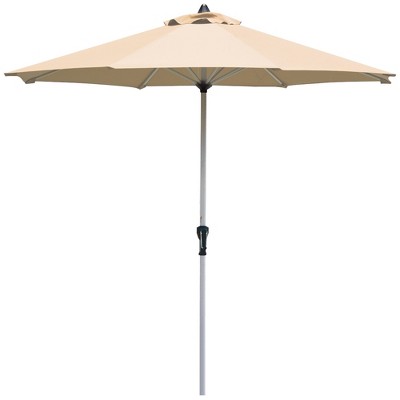 Tangkula 9Ft Patio Outdoor Umbrella Market Table Umbrella w/ Crank 8 Ribs Beige