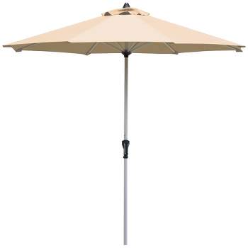 Tangkula 9Ft Patio Outdoor Umbrella Market Table Umbrella w/ Crank 8 Ribs Beige