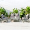 Mshliw Durable Outdoor Seating Set with Cushions and Iron Table – Comfortable 3-Piece Patio Set for Lawn, Garden, and Poolside - 4 of 4
