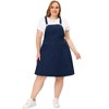 Women's Plus Size Denim Side Button Adjustable Strap Back Crisscross Overall Jumpers - Agnes Orinda - 3 of 4