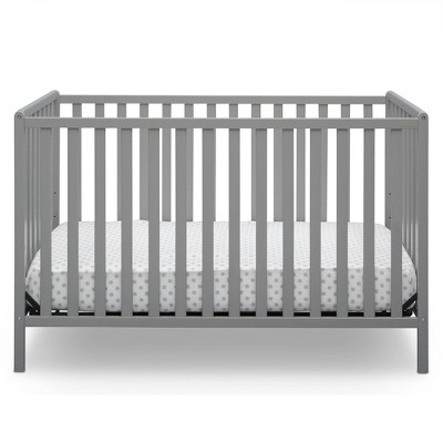 Photo 1 of Delta Children Heartland 4-in-1 Convertible Crib Infant Changing Table with Pad + Serta Perfect Start Crib Mattress, Grey Crib + Mattress + Changing Table Grey