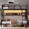 Bellemave Twin over Full Bunk Bed, Metal Bunk Bed with Storage Shelves and Lights, Space-saving & Noise-free Design, Black - 3 of 4