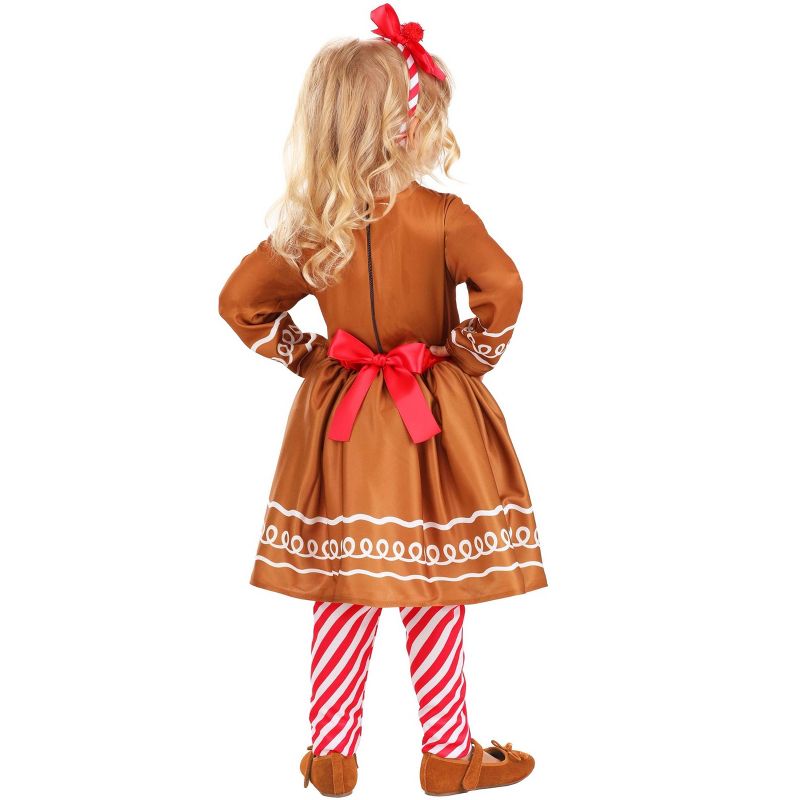 HalloweenCostumes.com 2T Girl Toddler Girl's Gingerbread Costume Dress, Red/White/Brown, 2 of 3