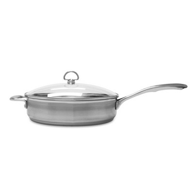 Chantal Induction 21 Steel 5 Quart Saute Skillet with Glass Lid