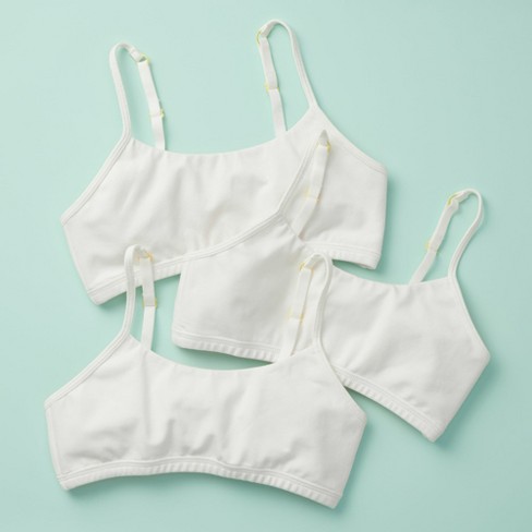 Yellowberry Girls' 3pk Best Cotton Starter Bras With Convertible Straps -  Small, White Iceberg : Target