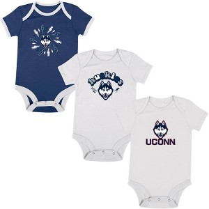 NCAA UConn Huskies Infant Boys' 3pk Short Sleeve Bodysuit - 1 of 4