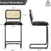 Black Counter Height Bar Stools Set of 2 Upholstered PU Leather Barstools with Rattan Back 30 inch Stools Armless Bar Chairs for Kitchen Island - 4 of 4