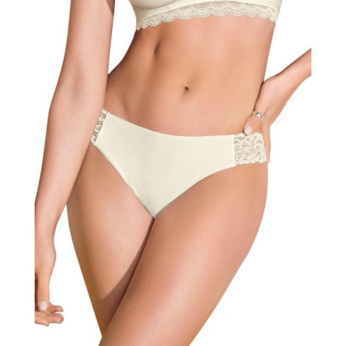 Leonisa Lace Side Seamless Thong Panty - Off-white S :
