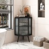 OUTSUPPLY Modern Floor Corner Cabinet with Glass Door, Iron Frame & Storage Shelves for Bathroom, Living Room, Bedroom - 2 of 4