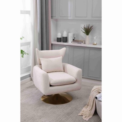 CAVINAS Linen Swivel Accent Chair with Wraparound Backrest,Comfy Upholstered Swivel Living Room Chairs,Reading Chairs for Living Room