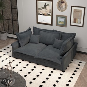 JOYRACER 90.55" Modern Upholstered Cloud Sofa, Couch with Deep Seat and Multiple Large Soft Pillows, Convertible Chaise Lounge Sofa for Living Room - 1 of 4