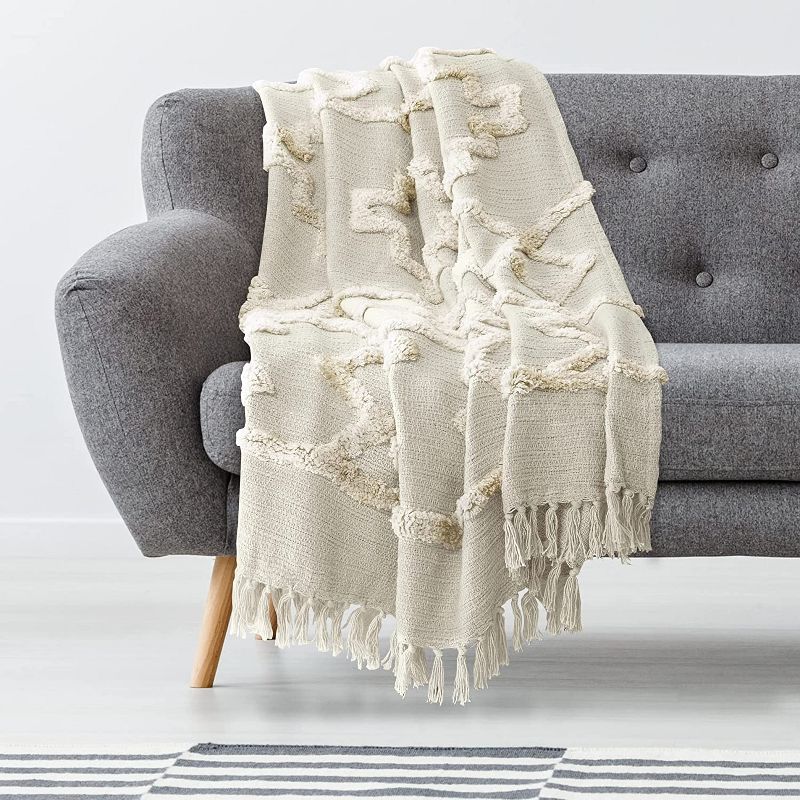Americanflat 100% Cotton Boho Throw Blanket - All Seasons Lightweight Cozy Soft Blankets & Throws for Bed and Sofa - 100% Cotton with Fringe, 5 of 8