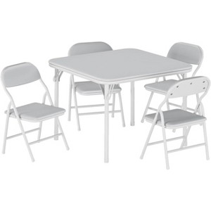 Kids Folding Table and Chairs Set, Portable PU Upholstered Children's Activity Table and Chair Set for Playroom, Nursery, Classroom - 1 of 1