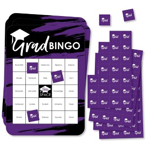 Big Dot of Happiness Purple Grad - Best is Yet to Come - Bingo Cards and Markers - Purple Graduation Party Shaped Bingo Game - Set of 18 - 1 of 4