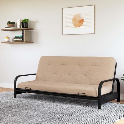 Full Tan Microfiber Innerspring Futon Mattress with Tufted Cover